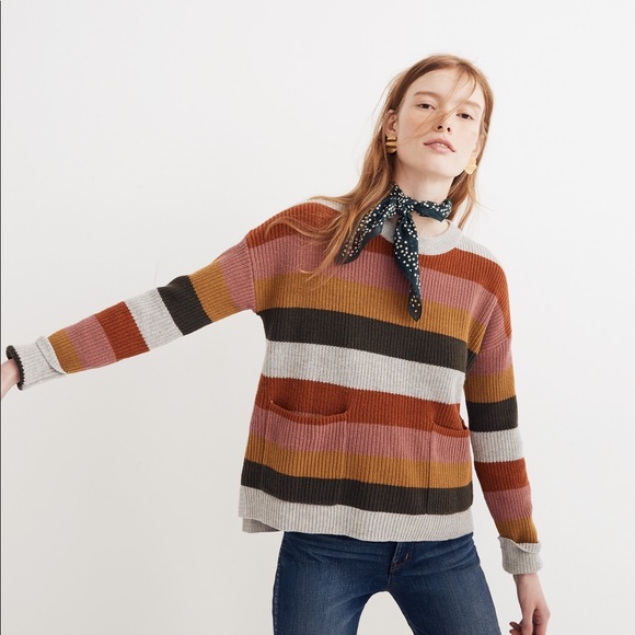 Madewell Sweaters - Madewell Patch Pocket Pullover Sweater In Stripe